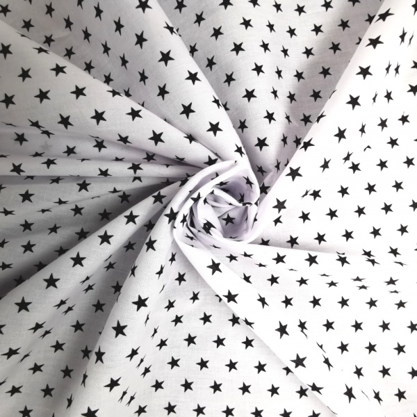 Polycotton 1cm Stars Black